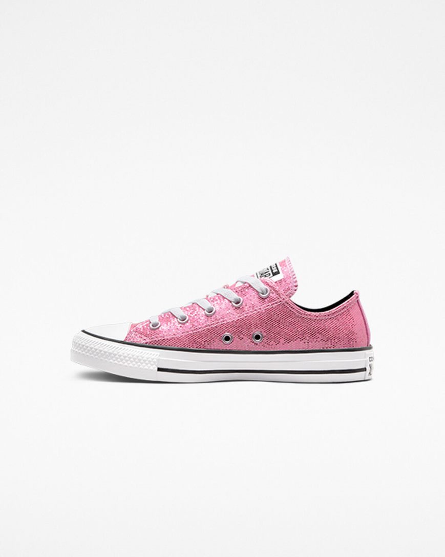 Tenis Converse Chuck Taylor All Star Glitter Cano Baixo Menina Rosa Pretas | PT C03P05T